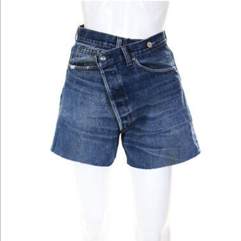NWOT R13 Womens Crossover Tilly Jean Shorts Medium Wash Blue Denim Size XS